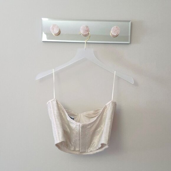NWOT Zara champagne ecru sequin embellished corset crop top, XS, S, M, or L - Picture 14 of 16